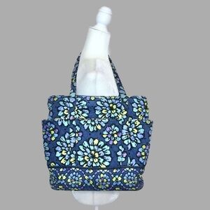 Vera Bradley Indigo Pop Blue Floral Large Quilted Tote Bag